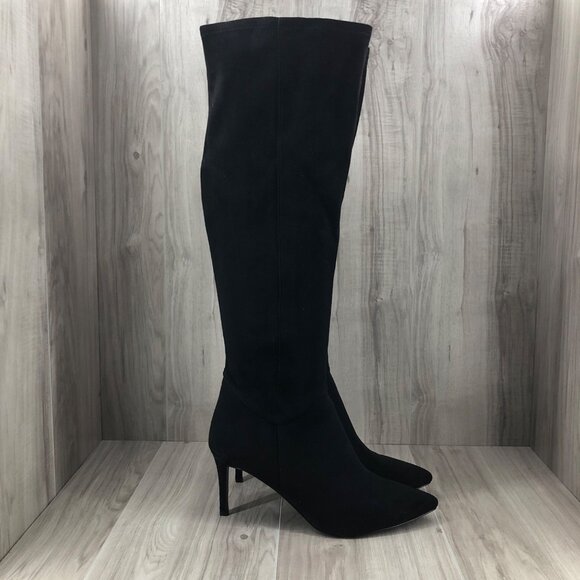 Nine West Stiletto Boots Womens 11M Black Pull On Knee High Tall Boots - Picture 1 of 11